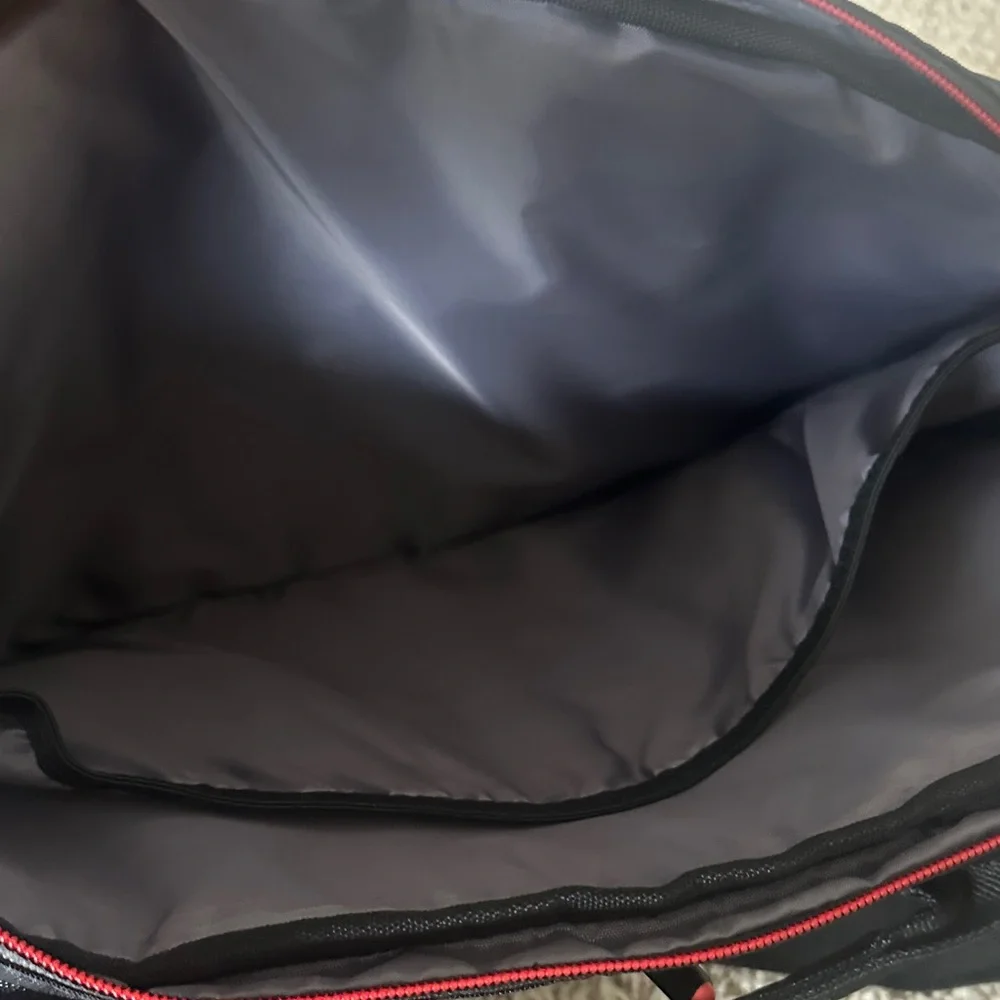 Black Crossbody Messenger Bag with Red Accent
